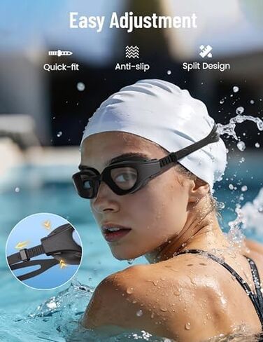 Swim Goggles, Anti Leak Swimming Goggles with Anti Fog, UV Protection, Adjustable Nose Bridge for Adult Men Women in Saudi Arabia