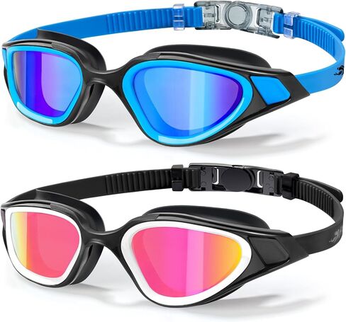 نظارات سباحة مستقطبة للبالغين من الجنسين من Freela مكونة من قطعتين، حماية من الأشعة فوق البنفسجية 400 ومضادة للضباب 180 درجة رؤية واضحة للرجال والنساء والشباب in Kuwait