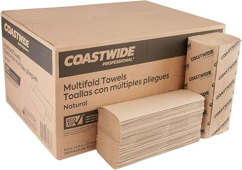 Coastwide Professional Recycled Multifold Paper Towels, 1-ply, 250 Sheets/Pack, 16 Packs/Carton in Kuwait
