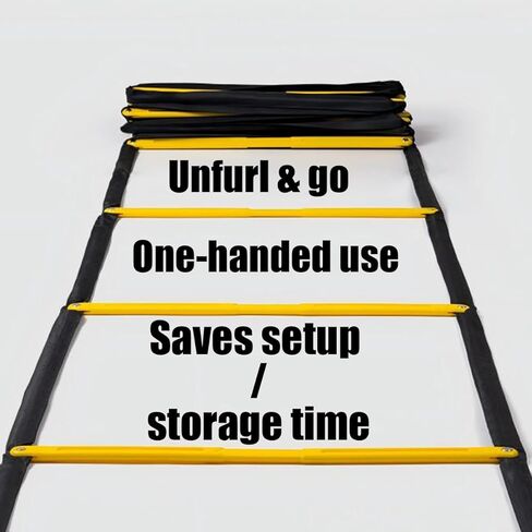 Tangle-Free Agility Ladder Speed Training Equipment - 2lbs Heavy Duty Design with 12 Fixed Rungs - 18ft Connectable Quick Setup Footwork Drill Gear for Soccer, Football, Boxing (Storage Bag Included) in Kuwait