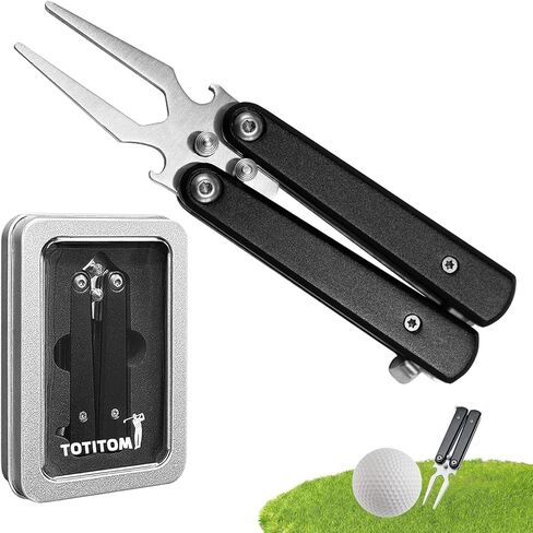 Golf Divot Repair Tool, 2025 New Metal Foldable Golf Alloy Fork, Golf Divot Tool with Bottle Opener, Golf Accessories for Men and Women Essential, Ideal Gift for Golf Enthusiasts in Kuwait