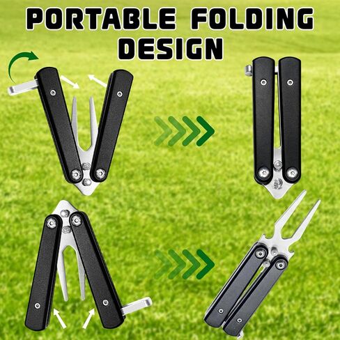 Golf Divot Repair Tool, 2025 New Metal Foldable Golf Alloy Fork, Golf Divot Tool with Bottle Opener, Golf Accessories for Men and Women Essential, Ideal Gift for Golf Enthusiasts in Kuwait