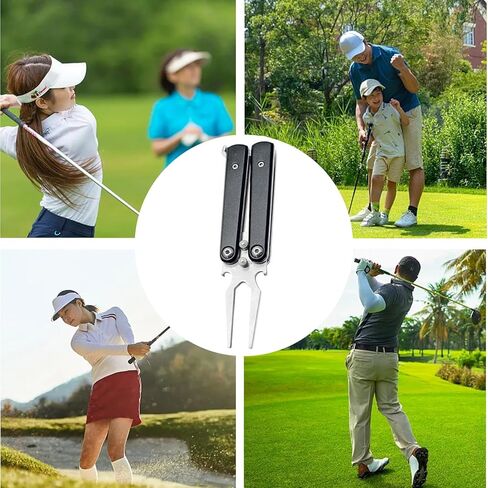 Golf Divot Repair Tool, 2025 New Metal Foldable Golf Alloy Fork, Golf Divot Tool with Bottle Opener, Golf Accessories for Men and Women Essential, Ideal Gift for Golf Enthusiasts in Kuwait