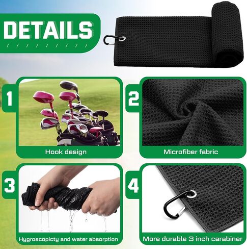 Poen 24 Pcs Golf Accessories, 12 Pcs 3 Colors Foldable Metal Golf Divot Repair Tools, 12 Black Towels with Carabiner Clip, Bulk for Golfers Prizes Gifts Club Supplies in Saudi Arabia