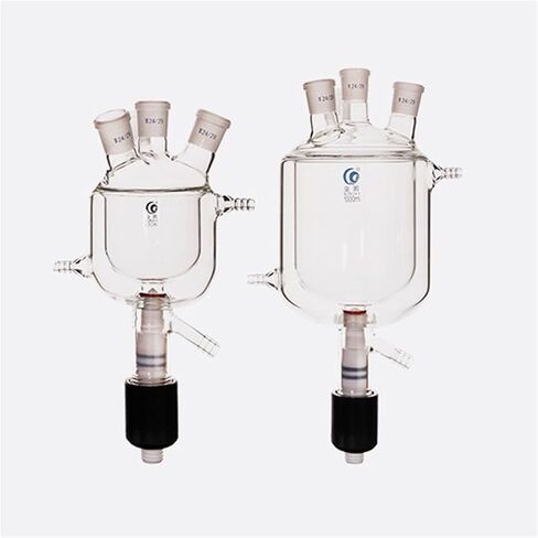 Four Mouth Jacketed Reaction Bottle with Plunger Valve Reaction Kettle with Discharge Double-Layer Reactor Flask(5000mL 40x24x24x24) in Saudi Arabia