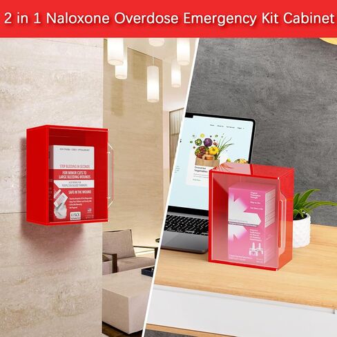 Beautyflier High Visibility Cabinet for Emergency Supplies, Holds 1-2 Naloxone Boxes & Bleeding Control Kit or First Aid Kit, Designed for Wall Mount & Public Access in Saudi Arabia