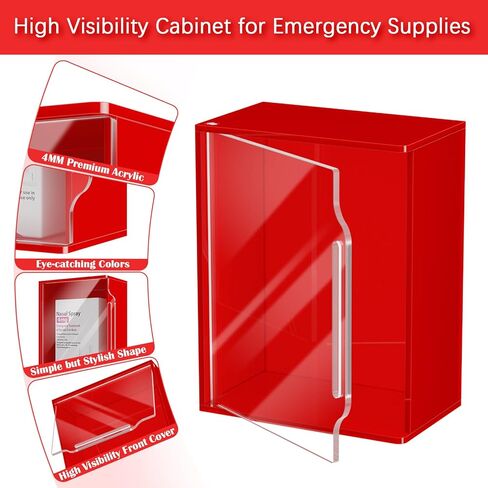 Beautyflier High Visibility Cabinet for Emergency Supplies, Holds 1-2 Naloxone Boxes & Bleeding Control Kit or First Aid Kit, Designed for Wall Mount & Public Access in Saudi Arabia