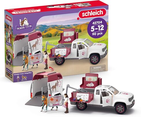Schleich Horse Club - 90 PC Mobile Vet with Trailer Playset - Includes Toy Horse Figurine, Poseable Veterinarian Figure, Moveable Truck and Accessories - Interactive Play Toys for Kids Ages 5+| 42704 in Saudi Arabia
