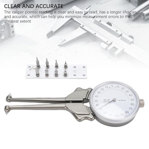 Internal Dial Caliper, Caliper Measuring Tool with 8 Replacement Heads, 30 to 62mm Replaceable Inside Gage Set, Aluminum Alloy Measurement Tool in Saudi Arabia