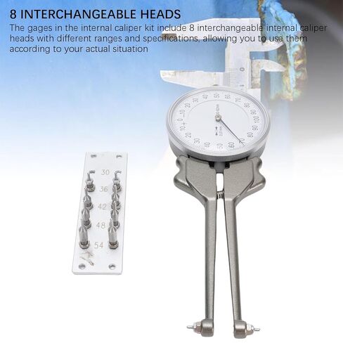Internal Dial Caliper, Caliper Measuring Tool with 8 Replacement Heads, 30 to 62mm Replaceable Inside Gage Set, Aluminum Alloy Measurement Tool in Saudi Arabia