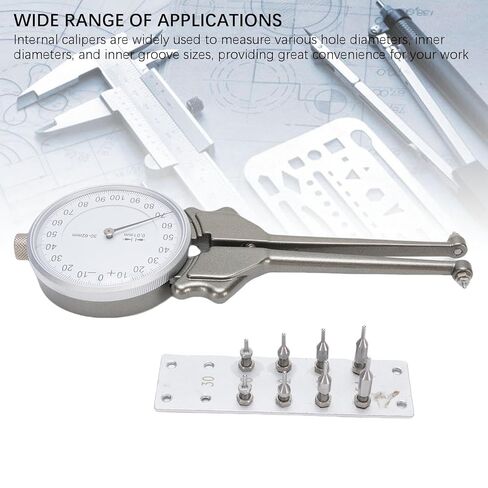 Internal Dial Caliper, Caliper Measuring Tool with 8 Replacement Heads, 30 to 62mm Replaceable Inside Gage Set, Aluminum Alloy Measurement Tool in Saudi Arabia