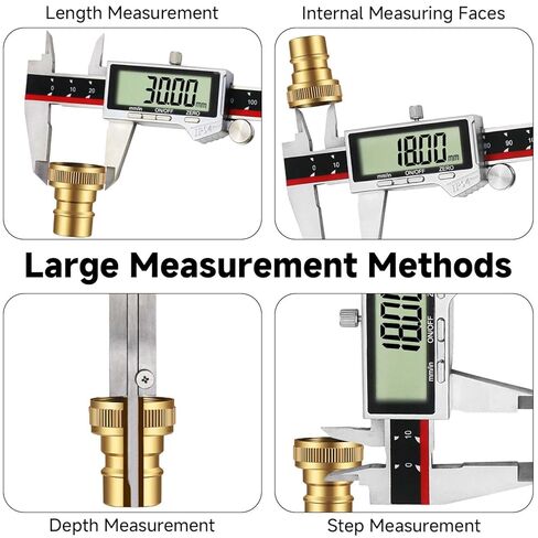 فرجار رقمي، أداة قياس فرجار من الفولاذ المقاوم للصدأ مقاومة للماء IP54، فرجار رنيه مع شاشة LCD ضخمة، ميزة إيقاف التشغيل التلقائي، تحويل بوصة ومليمتر (6 بوصة /150 مم) in Kuwait
