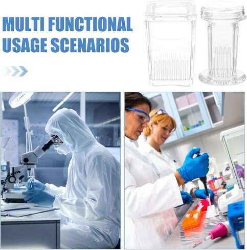 2pcs Glass Staining Jar with Lid Glass Slide Container for 5 and 9 Microscope Slides for Lab Experiments in Kuwait