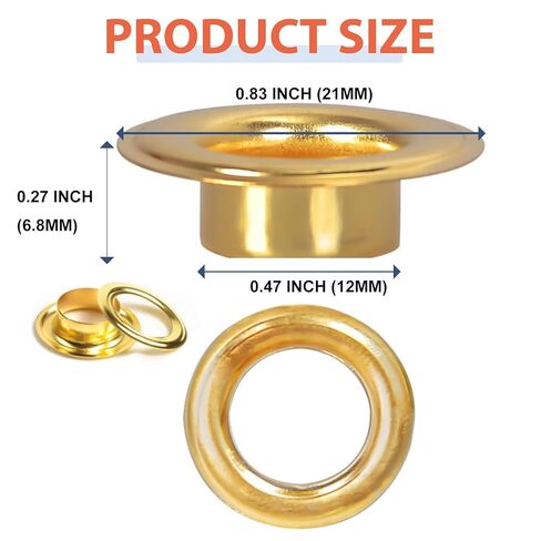 Brass Eyelets and Grommets Set, 200 Pieces Heavy Duty Eyelets with Washers for Canvas, Shoes, Clothing, Fabric, Leather,Bag,Banner and Craft Making,Eyelet Repair Replacement (1/2 inch Hole) in Saudi Arabia