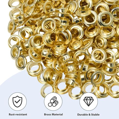 Brass Eyelets and Grommets Set, 200 Pieces Heavy Duty Eyelets with Washers for Canvas, Shoes, Clothing, Fabric, Leather,Bag,Banner and Craft Making,Eyelet Repair Replacement (1/2 inch Hole) in Saudi Arabia
