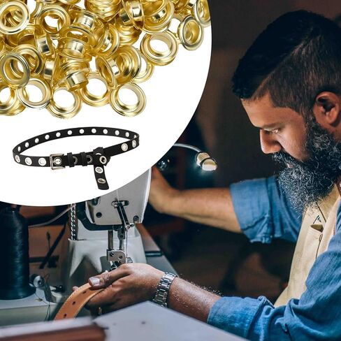 Brass Eyelets and Grommets Set, 200 Pieces Heavy Duty Eyelets with Washers for Canvas, Shoes, Clothing, Fabric, Leather,Bag,Banner and Craft Making,Eyelet Repair Replacement (1/2 inch Hole) in Saudi Arabia