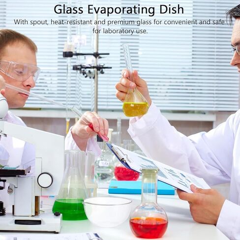 Cabilock Glass Evaporating Dish with Spout 90mm Flat Bottom Laboratory Evaporation Basin Heat-Resistant Glassware for Scientific and Laboratory Supplies in Saudi Arabia