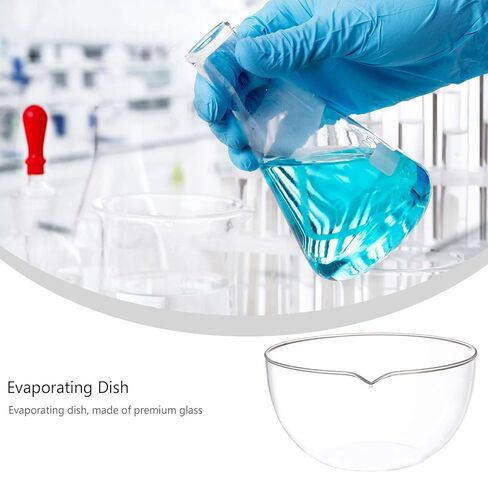 Cabilock Glass Evaporating Dish with Spout 90mm Flat Bottom Laboratory Evaporation Basin Heat-Resistant Glassware for Scientific and Laboratory Supplies in Saudi Arabia