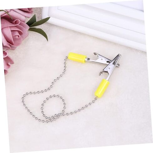 Stainless Steel Napkin Holder with Flexible Clips and Dental Ball Chain Durable Bib Clip for Home Dining and Professional Use Color Random in Saudi Arabia