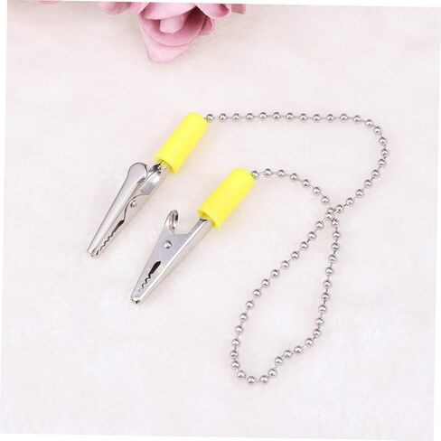 Stainless Steel Napkin Holder with Flexible Clips and Dental Ball Chain Durable Bib Clip for Home Dining and Professional Use Color Random in Saudi Arabia
