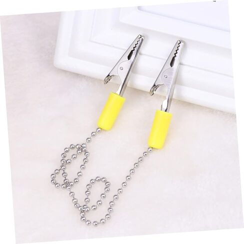 Stainless Steel Napkin Holder with Flexible Clips and Dental Ball Chain Durable Bib Clip for Home Dining and Professional Use Color Random in Saudi Arabia