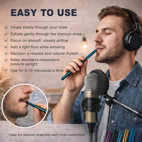 Titanium Vocal Training Straw Set, 6 Sizes Singing Straw Voice Trainer for Vocal Warm Ups, Breath Control and SOVT Voice Therapy for Singers and Speakers in Saudi Arabia