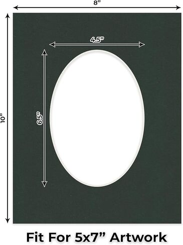CountryArtHouse Black Acid Free 8x10 Oval Picture Frame Mat with White Core Bevel Cut for 5x7 Pictures - Fits 8x10 Frame - Pack of 1 Matboard in Saudi Arabia