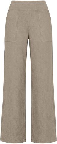 Cotton Linen Pants Women High Waisted Spring Summer Gauze Pants Straight Leg Casual Solid Color Pant with Pockets in Saudi Arabia