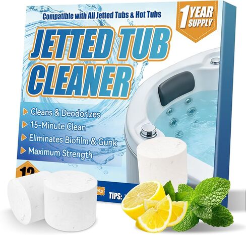 علامات تبويب حوض الاستحمام المتدفق، 12 منظف حوض متدفق شديد التحمل، متوافق مع الطائرات والأنابيب والدوامة ونظام حمام السبا، بدون مواد كيميائية قاسية، حل آمن للصرف الصحي الاحترافي in Kuwait