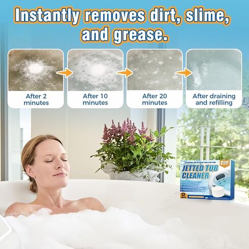 علامات تبويب حوض الاستحمام المتدفق، 12 منظف حوض متدفق شديد التحمل، متوافق مع الطائرات والأنابيب والدوامة ونظام حمام السبا، بدون مواد كيميائية قاسية، حل آمن للصرف الصحي الاحترافي in Kuwait