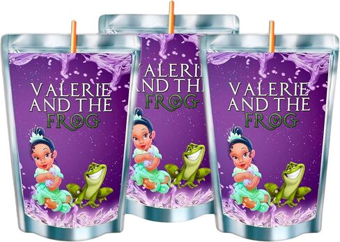 The Princess And The Frog || Juice Pouches - Printed Adhesive Labels or Assembled Drinks - 12Pack (Happy B-day Princess) in Saudi Arabia