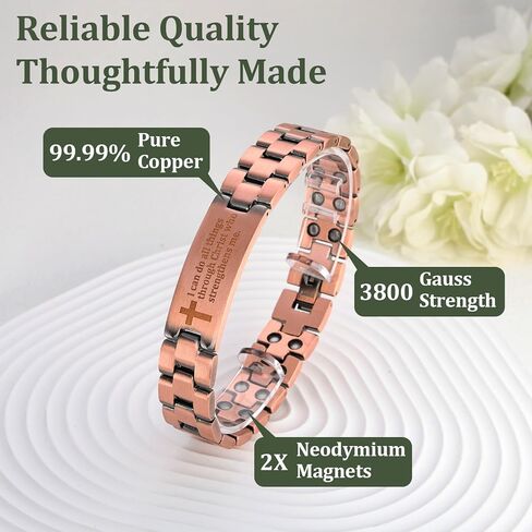 Copper Magnetic Cross Bracelet for Men - Ultra Strength Magnetic Mens Cross - With Size Adjustment Tool in Saudi Arabia