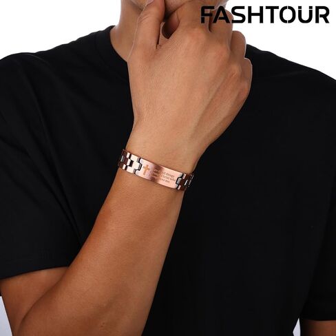 Copper Magnetic Cross Bracelet for Men - Ultra Strength Magnetic Mens Cross - With Size Adjustment Tool in Saudi Arabia