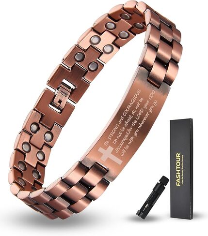 Copper Magnetic Cross Bracelet for Men - Ultra Strength Magnetic Mens Cross - With Size Adjustment Tool in Saudi Arabia