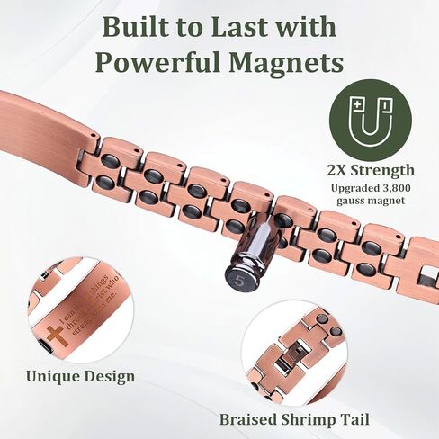 Copper Magnetic Cross Bracelet for Men - Ultra Strength Magnetic Mens Cross - With Size Adjustment Tool in Saudi Arabia