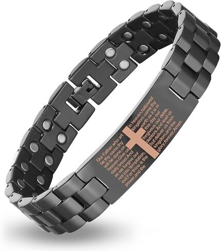 Copper Magnetic Cross Bracelet for Men - Ultra Strength Magnetic Mens Cross - With Size Adjustment Tool in Saudi Arabia