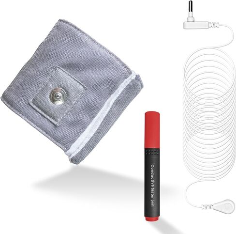 حزام معصم تأريض بألياف فضية، سوار معصم تأريض قابل للتعديل، تحسين طاقة النوم، يتضمن سلك تأريض بطول 15 قدمًا (2.8 * 10.2 بوصة) in Kuwait