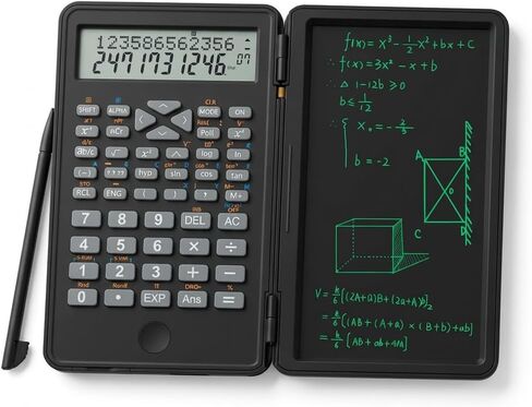Scientific Calculator with Writing Pad, 240 Computing Functions, Foldable Case, HD Screen, Anti-Deletion Lock & One-Click Clear, Perfect for School, Finance & Engineering (Black) in Saudi Arabia