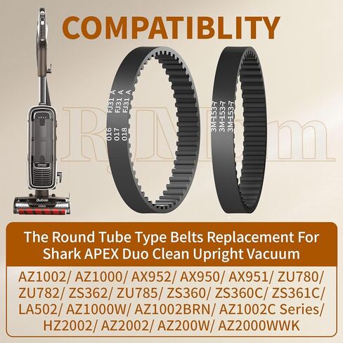 Replacement Vacuum Belts for Shark APEX: 3M-153-7 Soft Front Roller Belts for Shark Vertex Ultralight Vacuum Cleaner AZ1002 AZ1000 AZ2002 AZ2000 AX952 ZU782 ZS360 ZS362 LA502 LA500 LA455 UV850 2-Pack in Kuwait