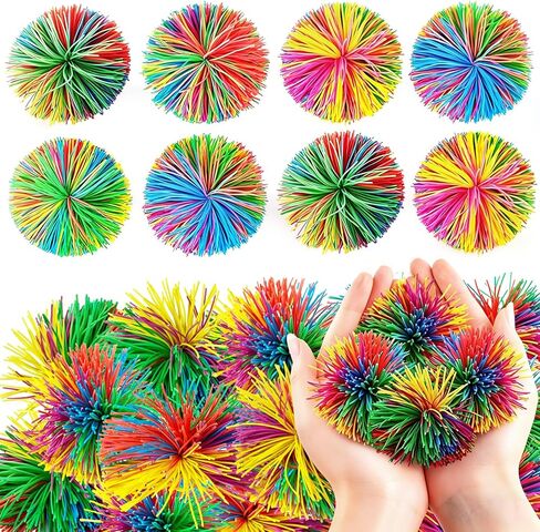 20 Pack Sensory Stringy Balls & Bouncy Stress Balls for Kids with 2.55 Inch, Rainbow Soft Balls for Stress Bags, Party Favors, Birthday Gifts- Bulk Outdoor Toys for Kids Ages 4-8 9 10 in Kuwait