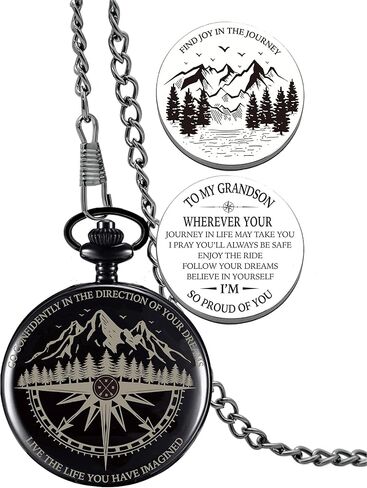 Son Gifts from Mom Dad, Go Confidently Pocket Compass Engraved Black, to My Son Pocket Token, Inspirational Keepsake Gifts Ideas for Older Son Birthday College Graduation Christmas in Saudi Arabia