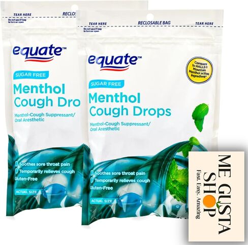 Equate Sugar-Free Menthol Cough Drops, 70 Count Pack of 02, 140 Total + me Gusta Sticker in Saudi Arabia