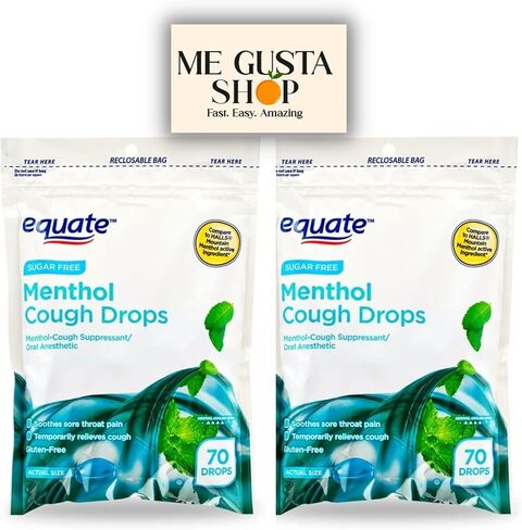 Equate Sugar-Free Menthol Cough Drops, 70 Count Pack of 02, 140 Total + me Gusta Sticker in Saudi Arabia
