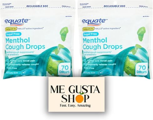 Equate Sugar-Free Menthol Cough Drops, 70 Count Pack of 02, 140 Total + me Gusta Sticker in Saudi Arabia