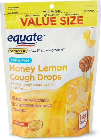 Honey Lemon Cough Drops – 140 Count, Sugar Free Menthol Throat Lozenges, Soothing Honey Drops for Adults and Kids 5+, Gluten Free Cough Drops (Pack of 2) in Saudi Arabia