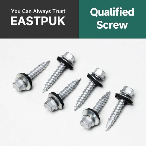 100Pcs #10 x 1 Inch Hex Head Metal Roofing Screws, Hex Head Metal Roof Screws with Rubber Washer, Construction Self Tapping Screw with Hex Socket in Kuwait