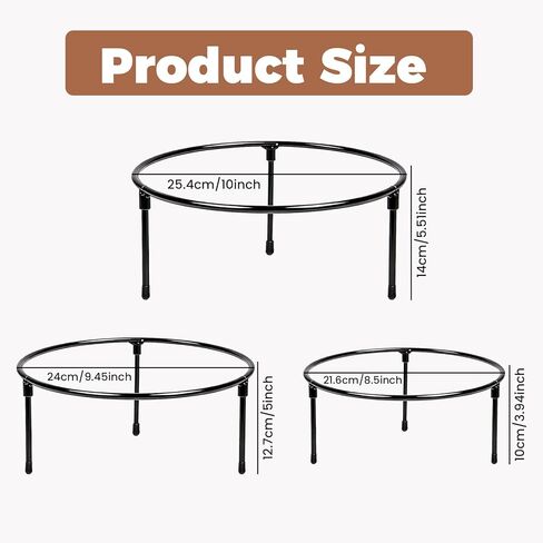 3 Pcs Black Metal Wire Pizza Pan Holder, 3 Size Pizza Stand Holder Round Pizza Tray Riser Rack Holder Metal Display Stands Heavy Duty Metal Wire Pizza Tray Riser for Home, Restaurant and Party in Saudi Arabia