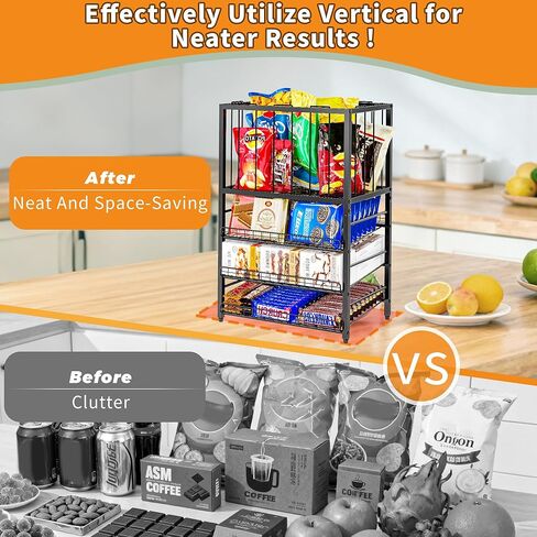 رف عرض الحلوى، منظم الوجبات الخفيفة من 4 طبقات للمنضدة، حامل حقيبة رقائق البطاطس مع إطار حبل مرن، محطة بار الوجبات الخفيفة، رف عرض البيع بالتجزئة للمتجر، حجرة المؤن، المكتب (أسود) in Kuwait