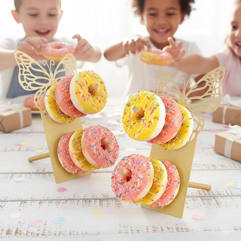 AIM & GGKK Gold Butterfly Donut Stand Display Wall,Metal Donut Holder Stand for Party Dessert Table,Donuts Board for Weddings Birthday Baby Shower,Bagel Holder Donuts Bar Display Decor in Saudi Arabia