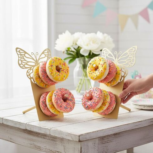 AIM & GGKK Gold Butterfly Donut Stand Display Wall,Metal Donut Holder Stand for Party Dessert Table,Donuts Board for Weddings Birthday Baby Shower,Bagel Holder Donuts Bar Display Decor in Saudi Arabia